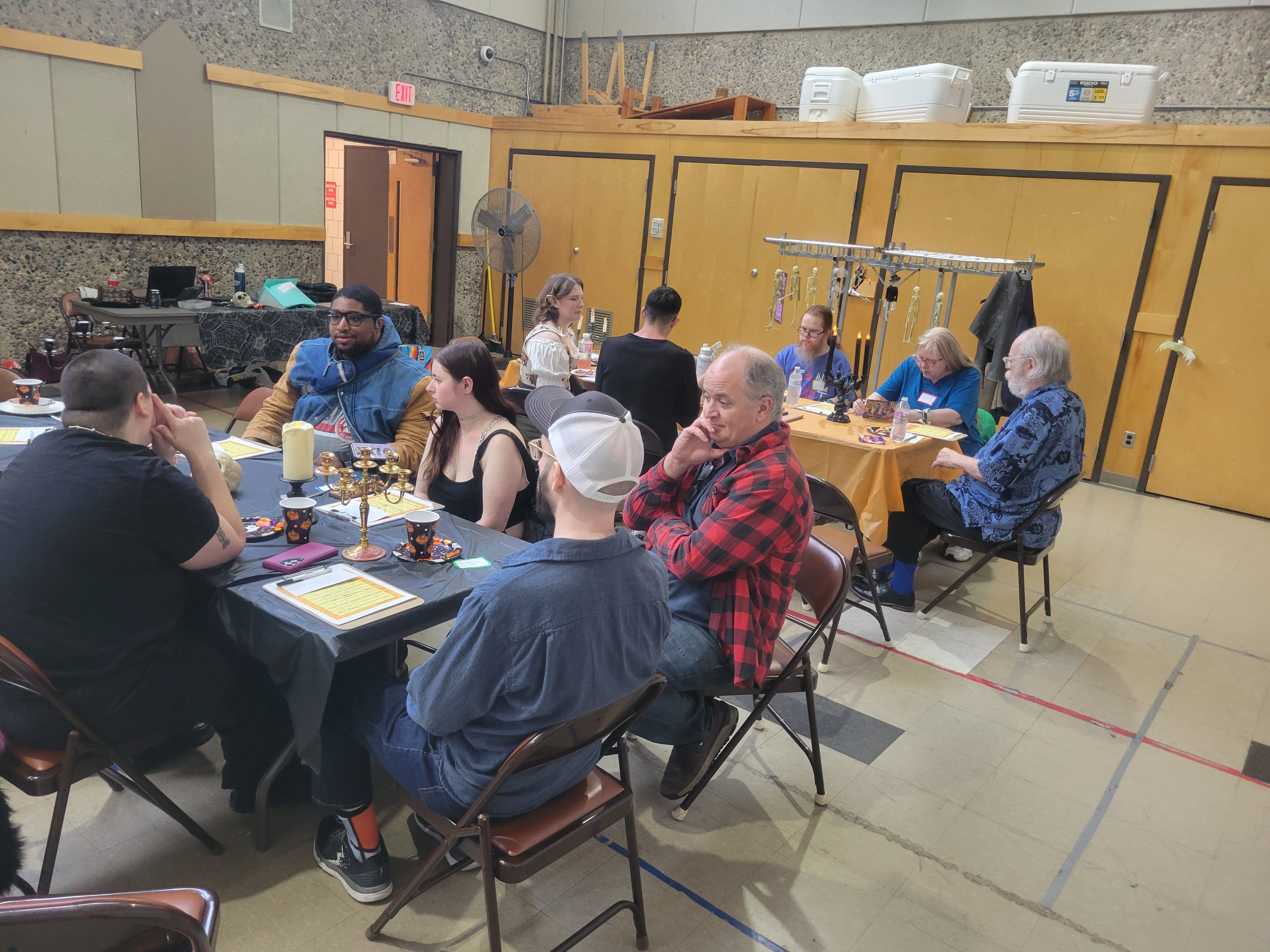 Community members at a Halloween-themed event.