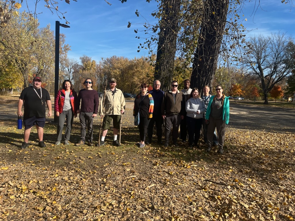 Group of people on a community hike.